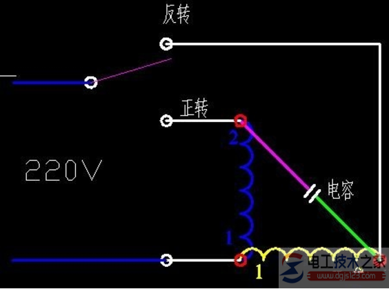 单相电机正反转的三种接线图