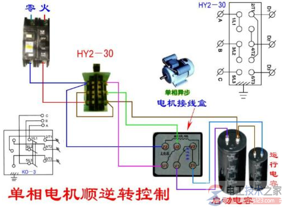 单相电机正反转的三种接线图